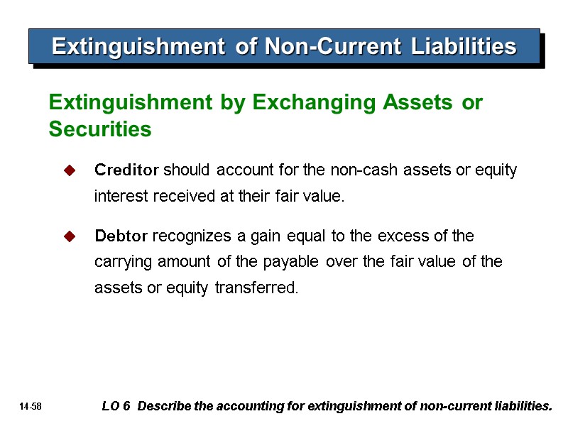 Creditor should account for the non-cash assets or equity interest received at their fair